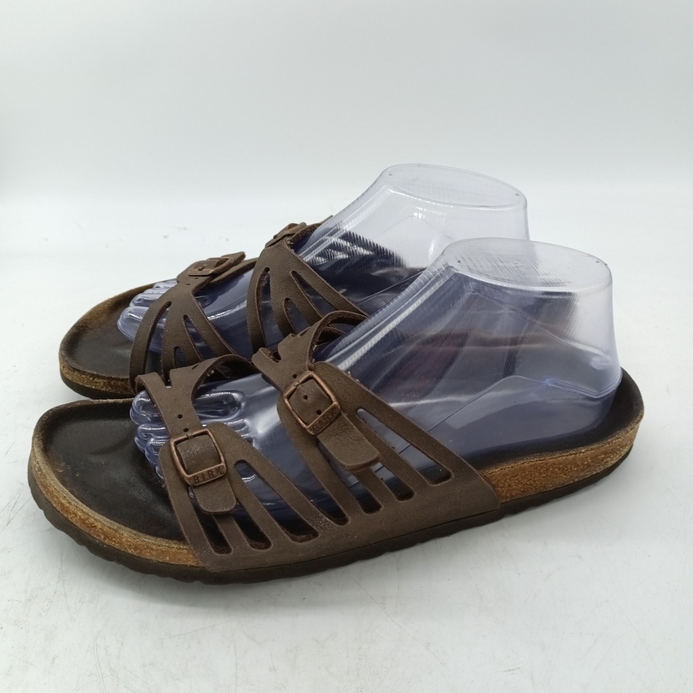 Birkenstock Granby Brown Leather Multi Strap Slide Sandals Mens 8 Womens 10 bi37
